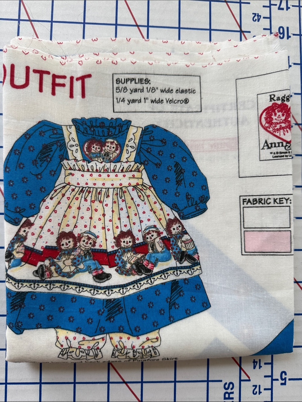 Vintage Daisy Kingdom Raggedy Ann 25” Doll Outfit Fabric Panel Uncut #1750